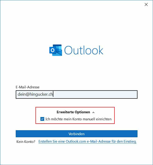 Einstellungen: IMAP-Mail-Konto Outlook einrichten